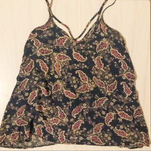 Navy blue paisley print tank top